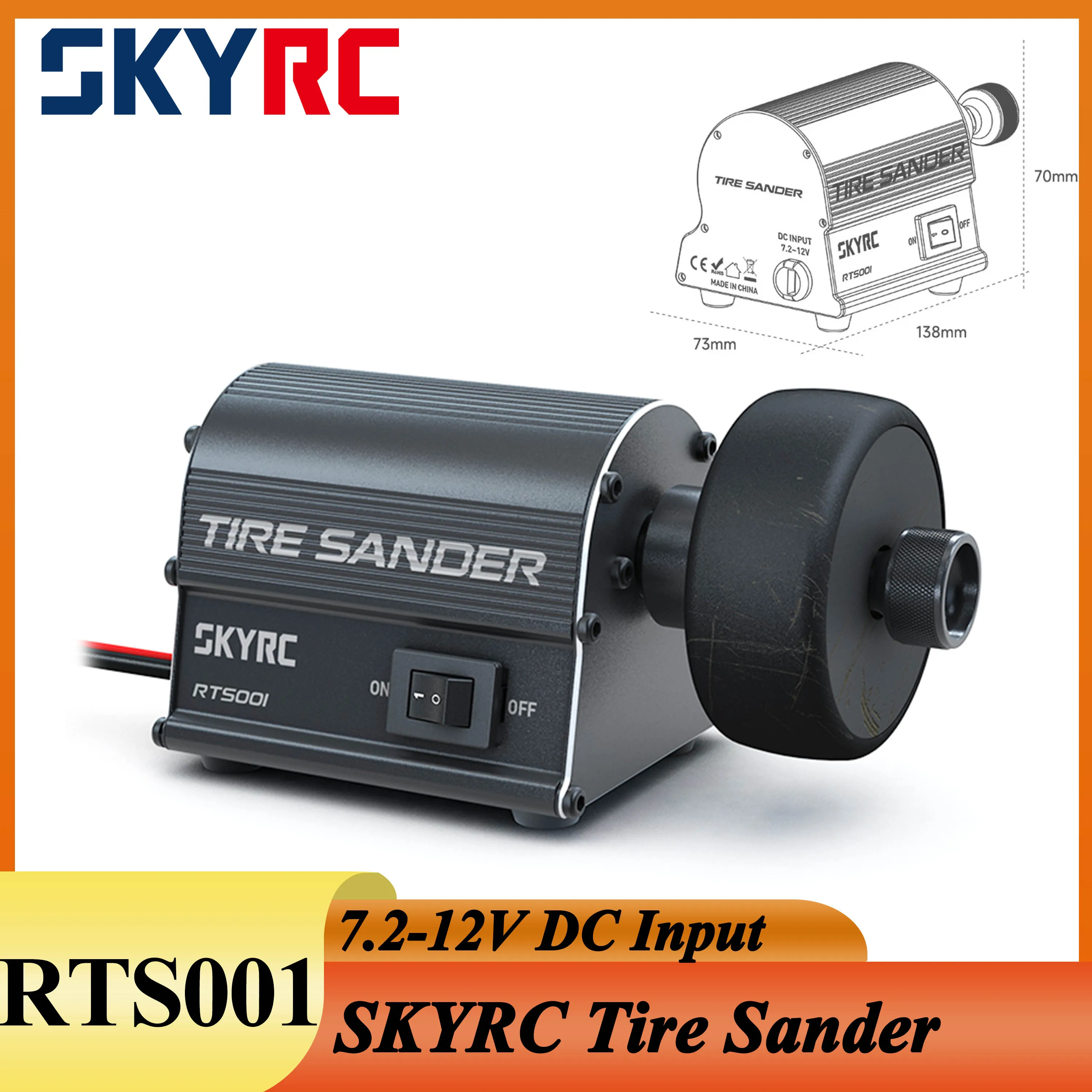 SKYRC RTS001 Tire Sander 7.2V-12V DC Input Powerful High Torque DC Motor Seam Removing Tire Sander SK-600150