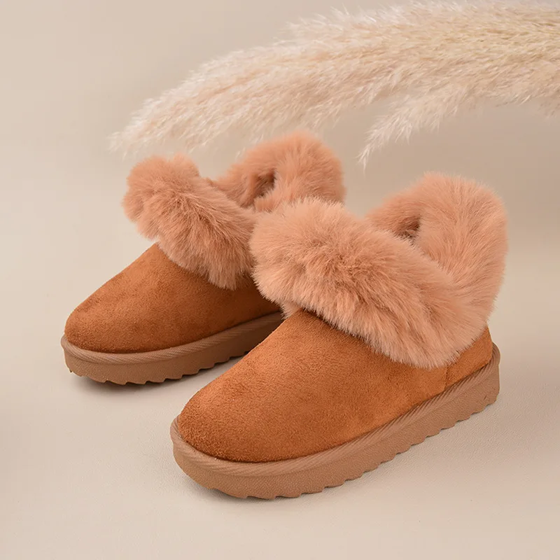 

Winter High Quality Solid Color Soft Sole Kids Snow Boots Faux Fur Warm Children Short Boots Boys Girls Casual Shoes CSH1642