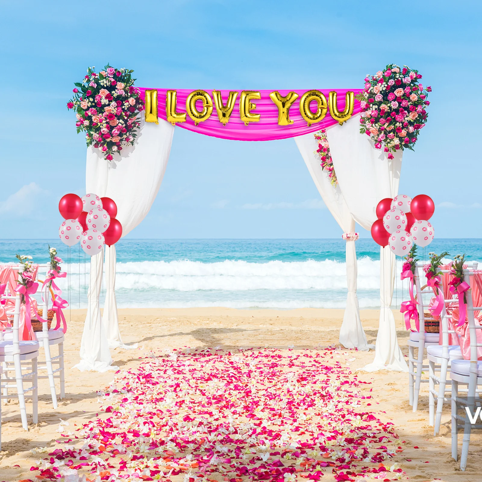 

Red Lip Balloon Balloons Valentine's Day Festival Decorate Wedding Decoration Prop Aluminum Foil Part Layout Romantic