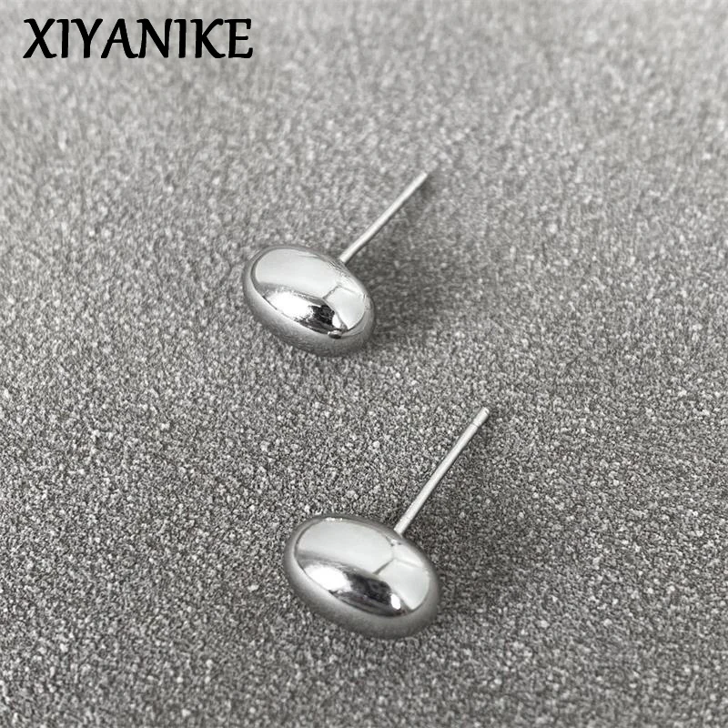 XIYANIKE Spherical Smooth Metal Ear Stud Earrings For Women Girl Fashion New Jewelry Gift Party серьги женские