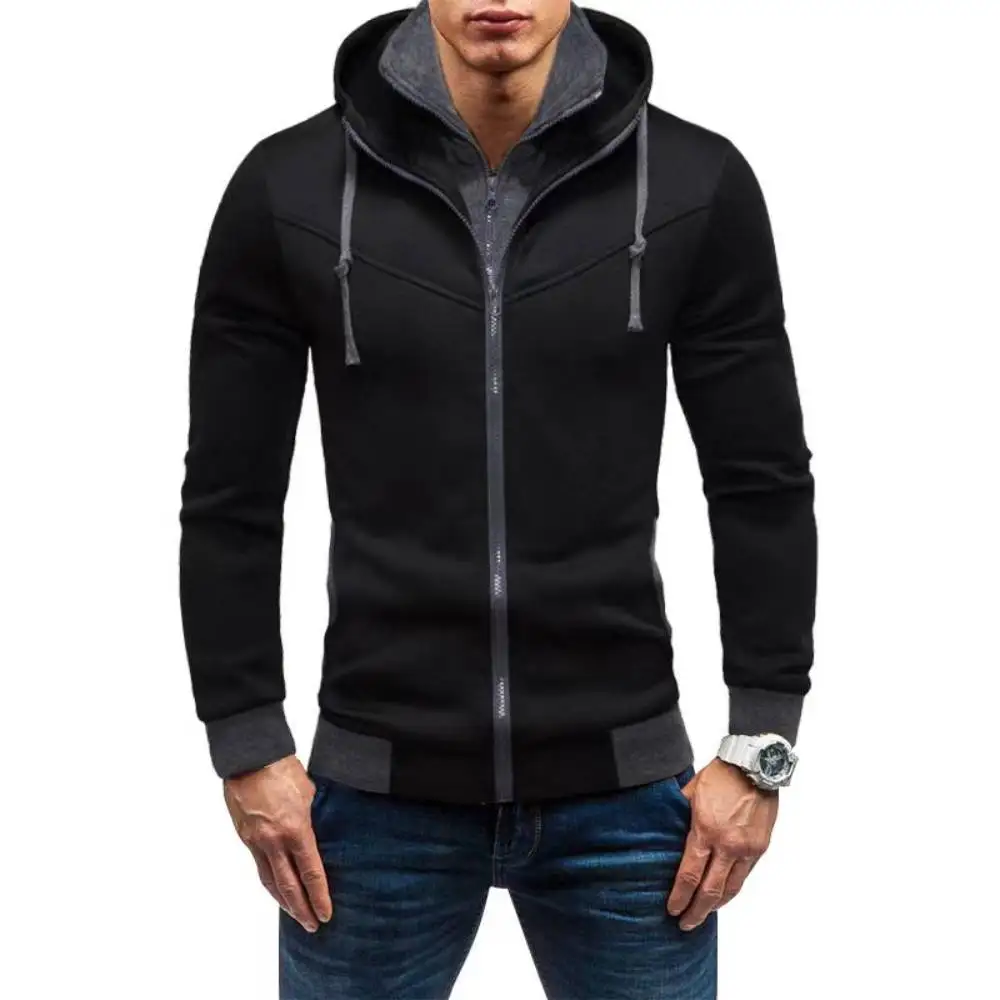 

Mens Sweatshirts Jackets Autumn Winter Windproof Double Zip Stand Collar Hoodies Tracksuits Camping Expedition Windbreaker Coats