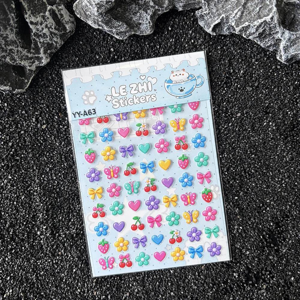 5D Relief Flower Nail Art Stickers Blue White Porcelain Koi Lotus Butterfly Self Adhesive Floral Nail Decals Manicure Supplies