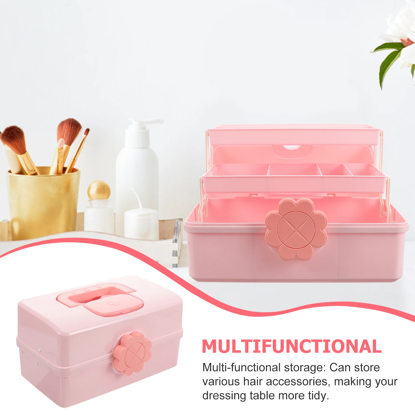 Scatola portaoggetti per accessori per capelli Contenitore per fascia per capelli carino di medie dimensioni Organzier per custodia per decorazioni per capelli per ragazze Porta elastici