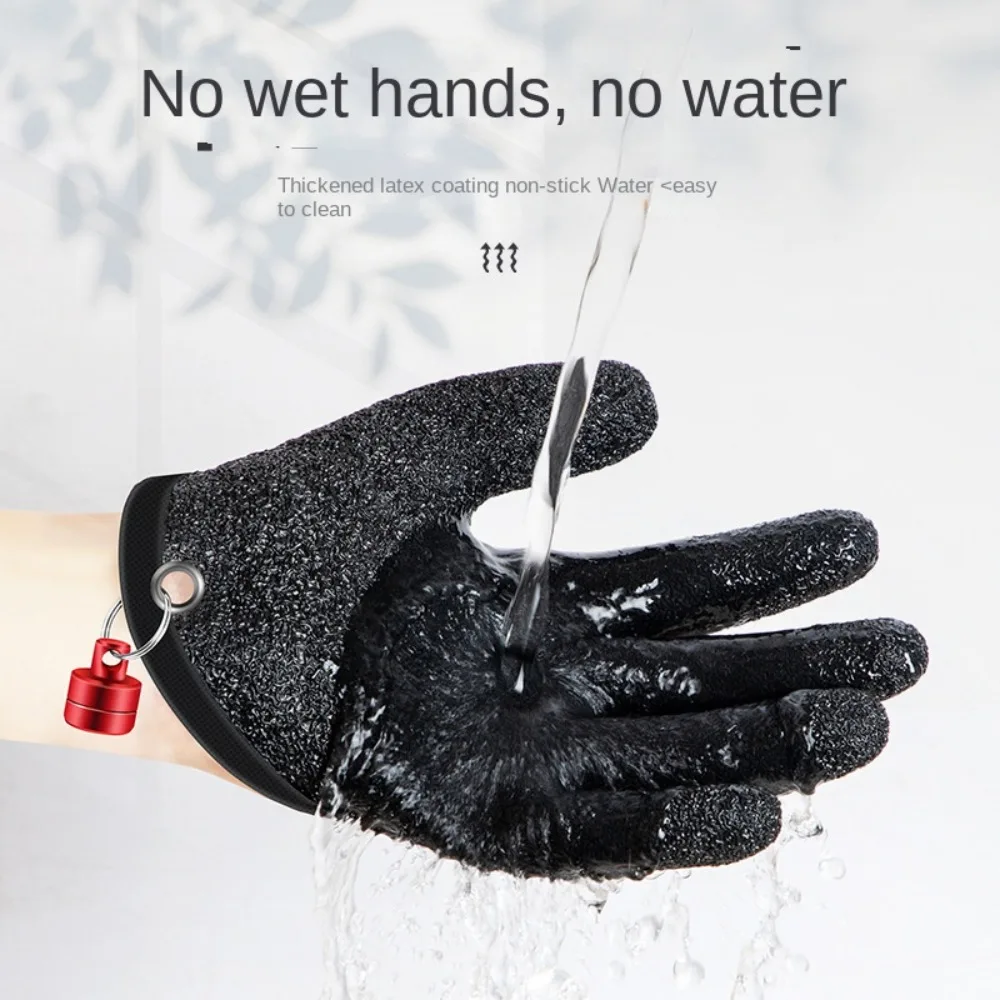 Waterproof Fish Catching Latex Gloves Wear-resistant Anti Slip Fishing Puncture Proof Gloves Multifunctional Full Finger