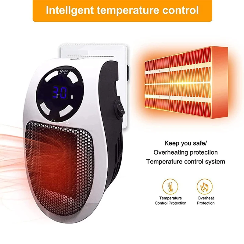 Portable Heater Electric Heater Plug in Wall Room Heater Home Appliance Heating Stove Mini Radiator Remote Hand Warmer Machine