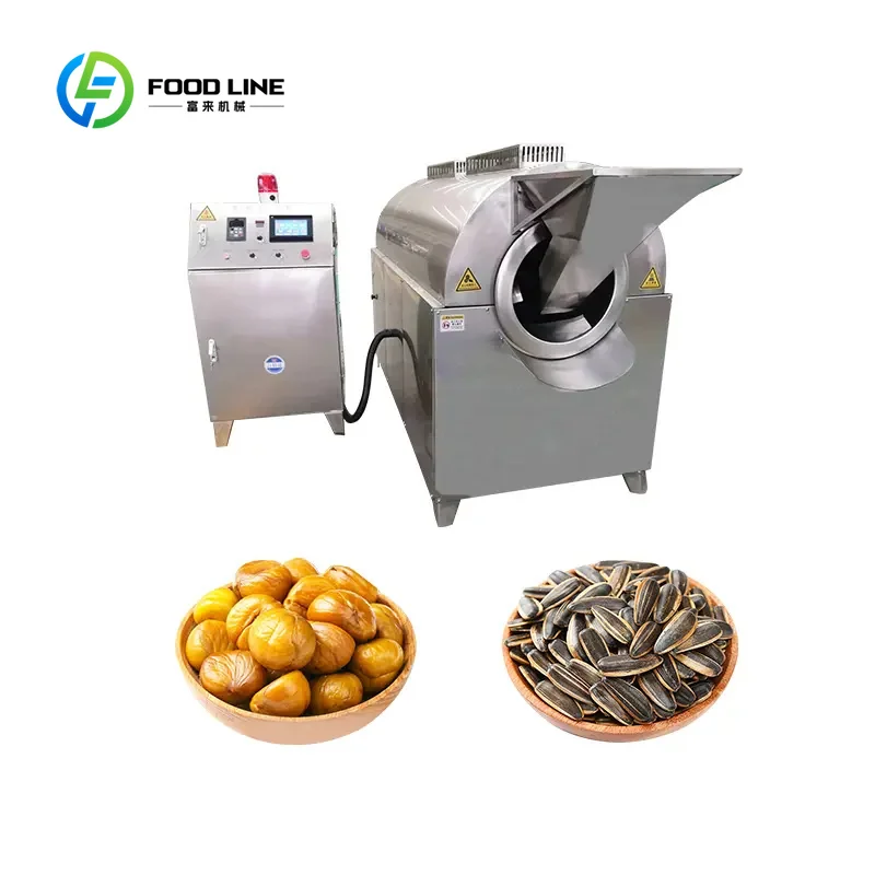 Nuts Roaster Machine Stainless Steel Rotary Drum Electric Heating For Chestnuts Peanut Commercial Factory FL Custom Wholesale