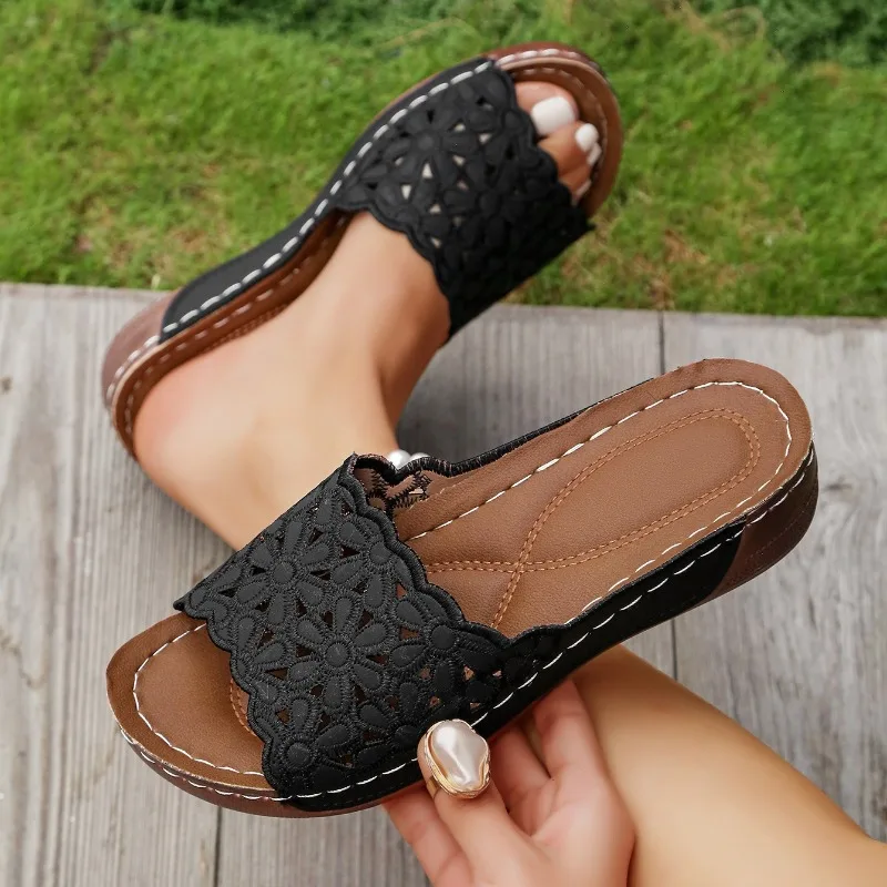 

Trend Women Platform Sandals 2026 New Summer Sandals Slip on Fashion Shoes Woman Comfortable Flower Wedges Slippers Slides Women