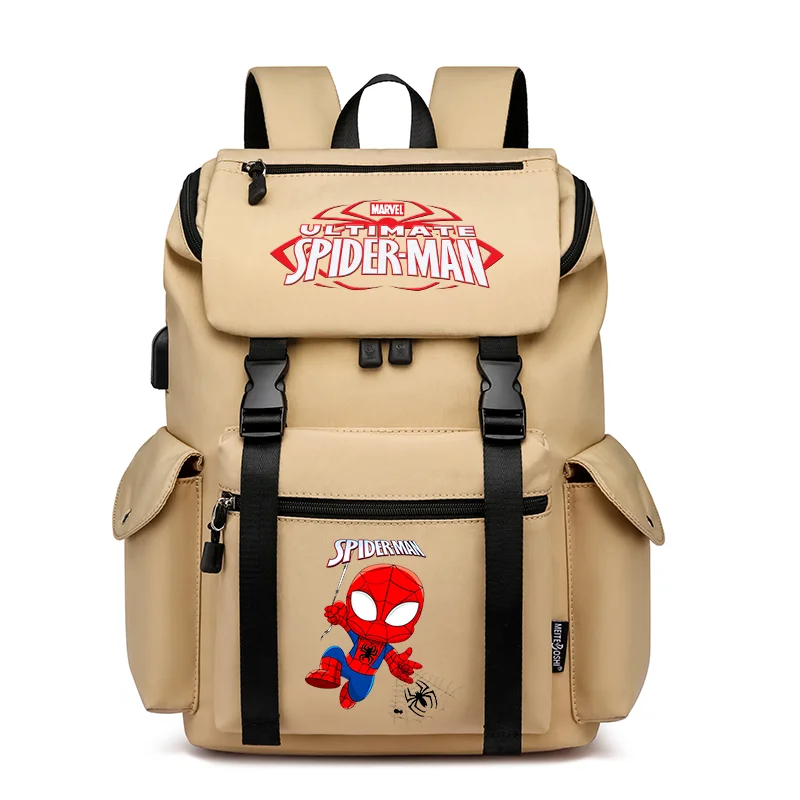 Superhero Spiderman School Bag USB Charging Large Capacity Bookbags Teenager Women Men Waterproof Laptop Travel Daily Backpack