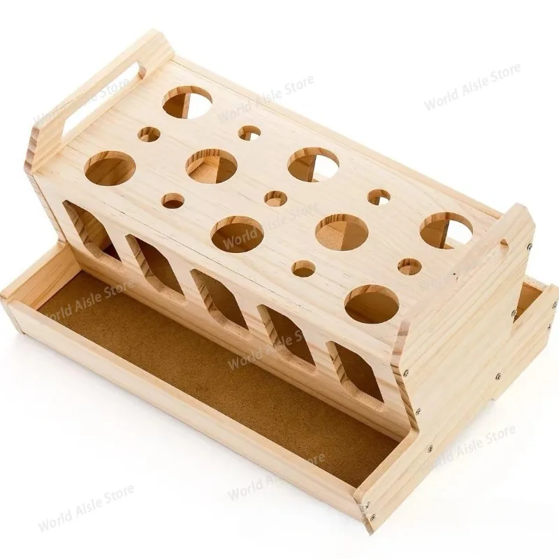 Handmade Wooden Rabbit Feeder DIY Removable Small Animal Food Dispenser for Guinea Pigs Hamsters Pet Cage Bowls Feeders