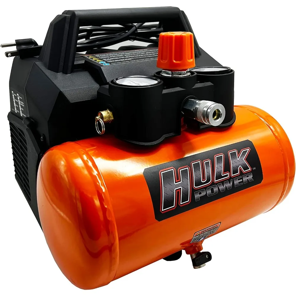 Portable Air Compressor - 1hp 1.6 Gal. Silent Air Compressor with Oil Free Pump & 125 Max PSI - HP01P002SS