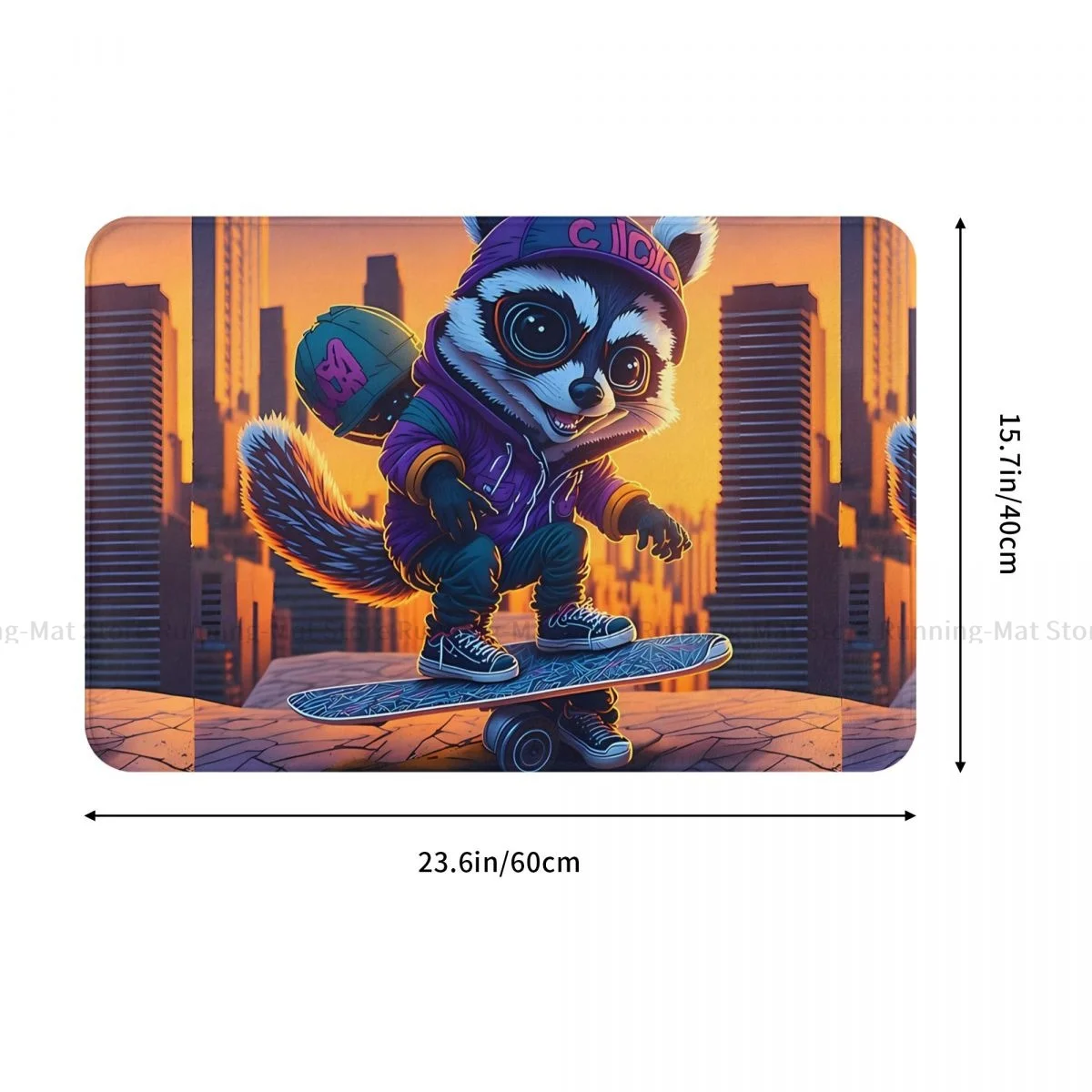 Raccoon Bath Mat Skateboarding Doormat Kitchen Carpet Entrance Door Rug Home Decor