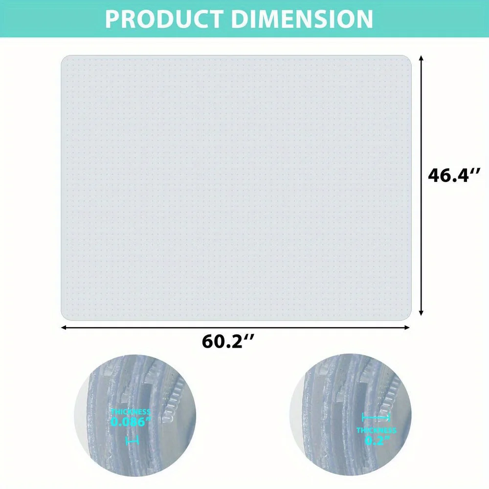 PVC 의자 쿠션 홈 오피스 보호 매트, 미끄럼 방지 카펫, 손쉬운 청소, 60.2 인치 x 46.4 인치