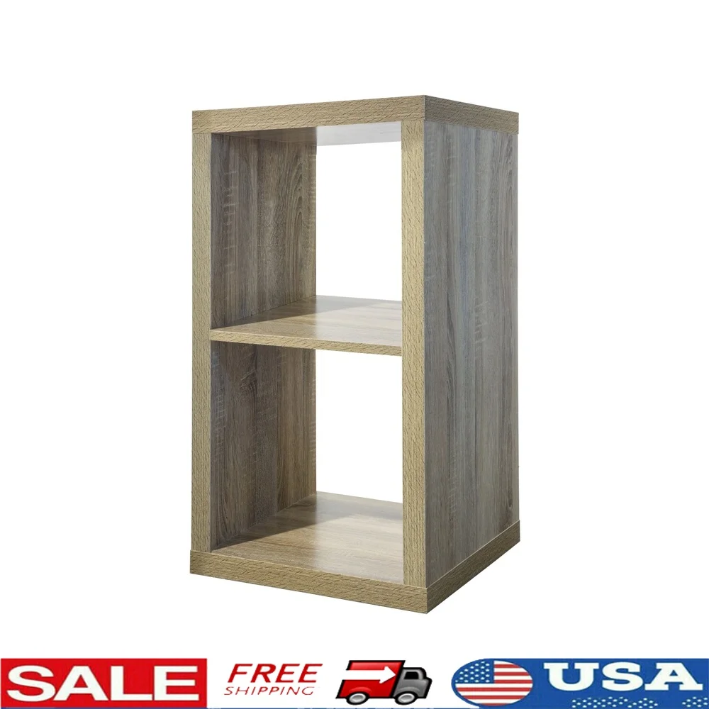 

2-Cube Storage Organizer Modern Wood Shelf Unit Books Toys Shoes Home Office Living Room Assembly Required