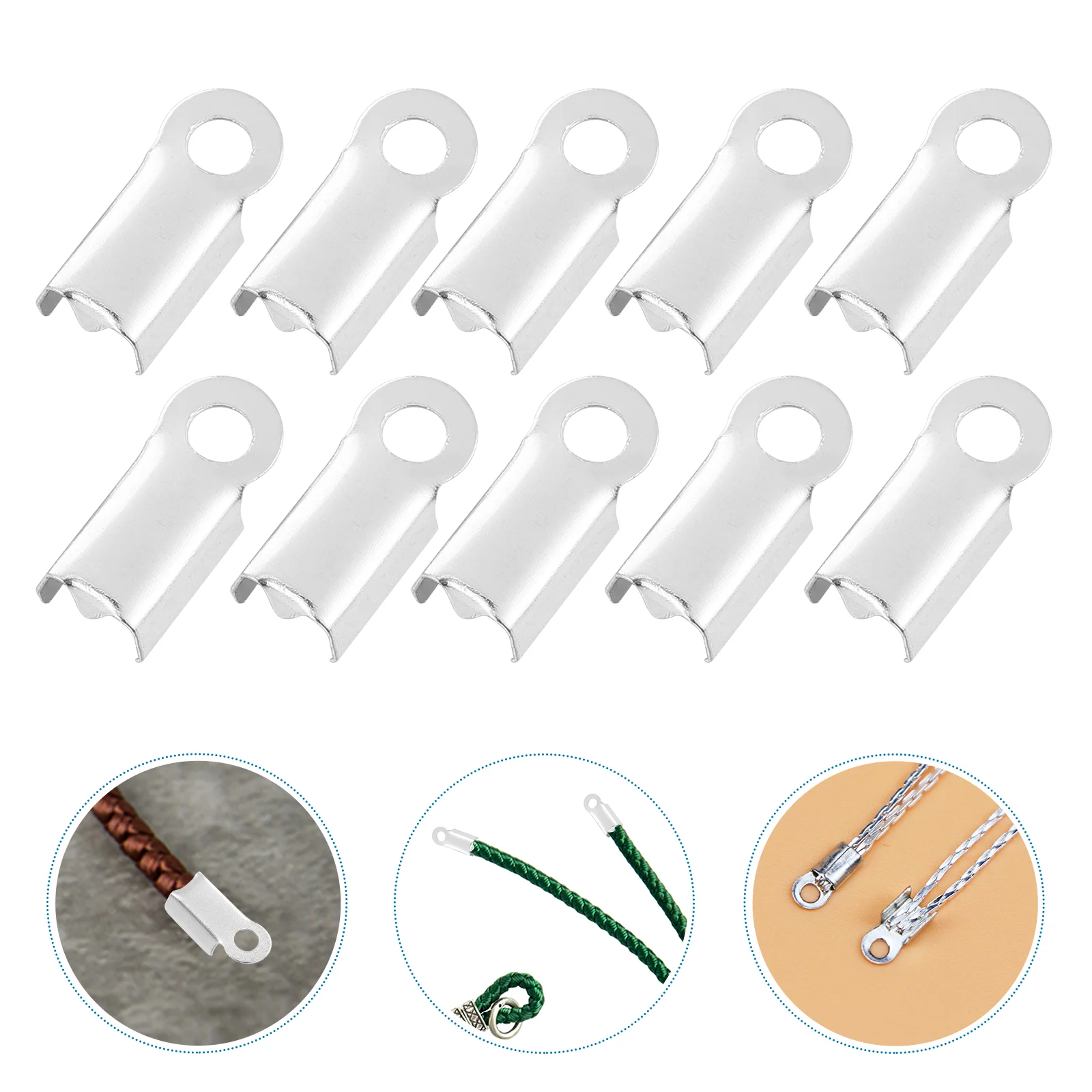 500 Pcs Metal Clip Bookmark Ends Ribbon Crimps Jewelry Clamps Kit Bracelet Cord Stainless Steel