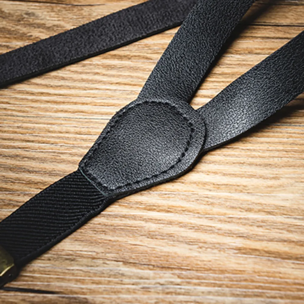 

Simple Y-Type Suspenders for Men British Style Retro Buttoned Suspenders Anti-slip Suit Accessories PU Leather Suspenders Men