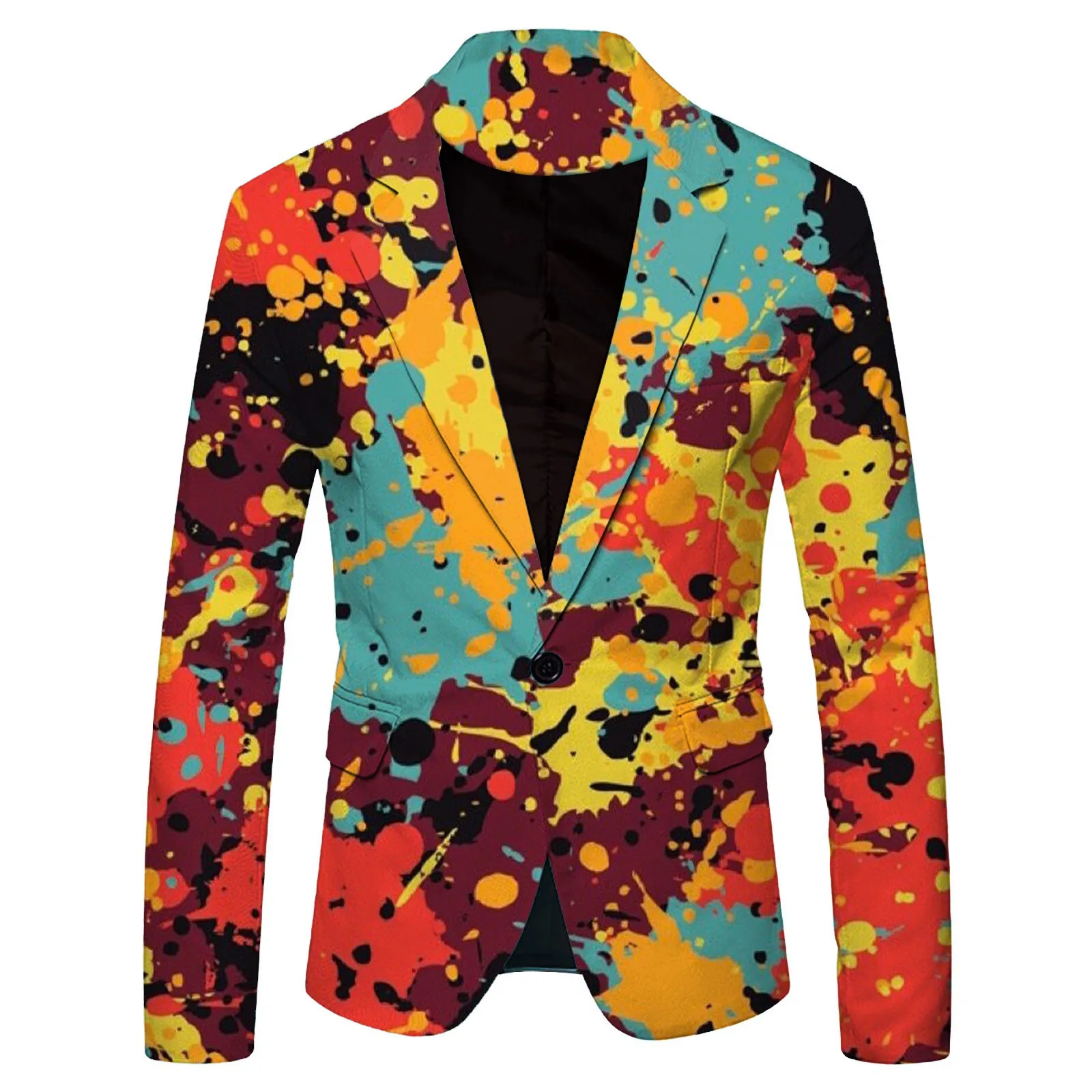 Men Shawl Lapel Blazer Design printed Sequin Suit Jacket Dj Club Stage Singer Clothes Nightclub Blazer Wedding Party Suit Jacket