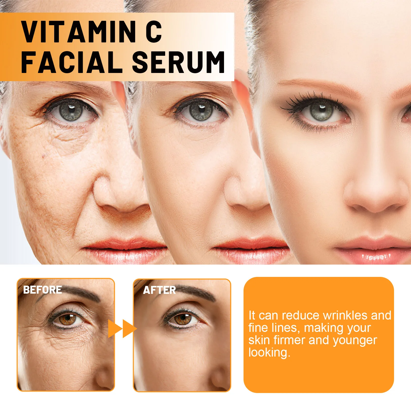 Vitamin C Facial Serum Fine Line Removal Serum Firming Facial Serum Glycerin Vitamin E, Facial Skin Care Products