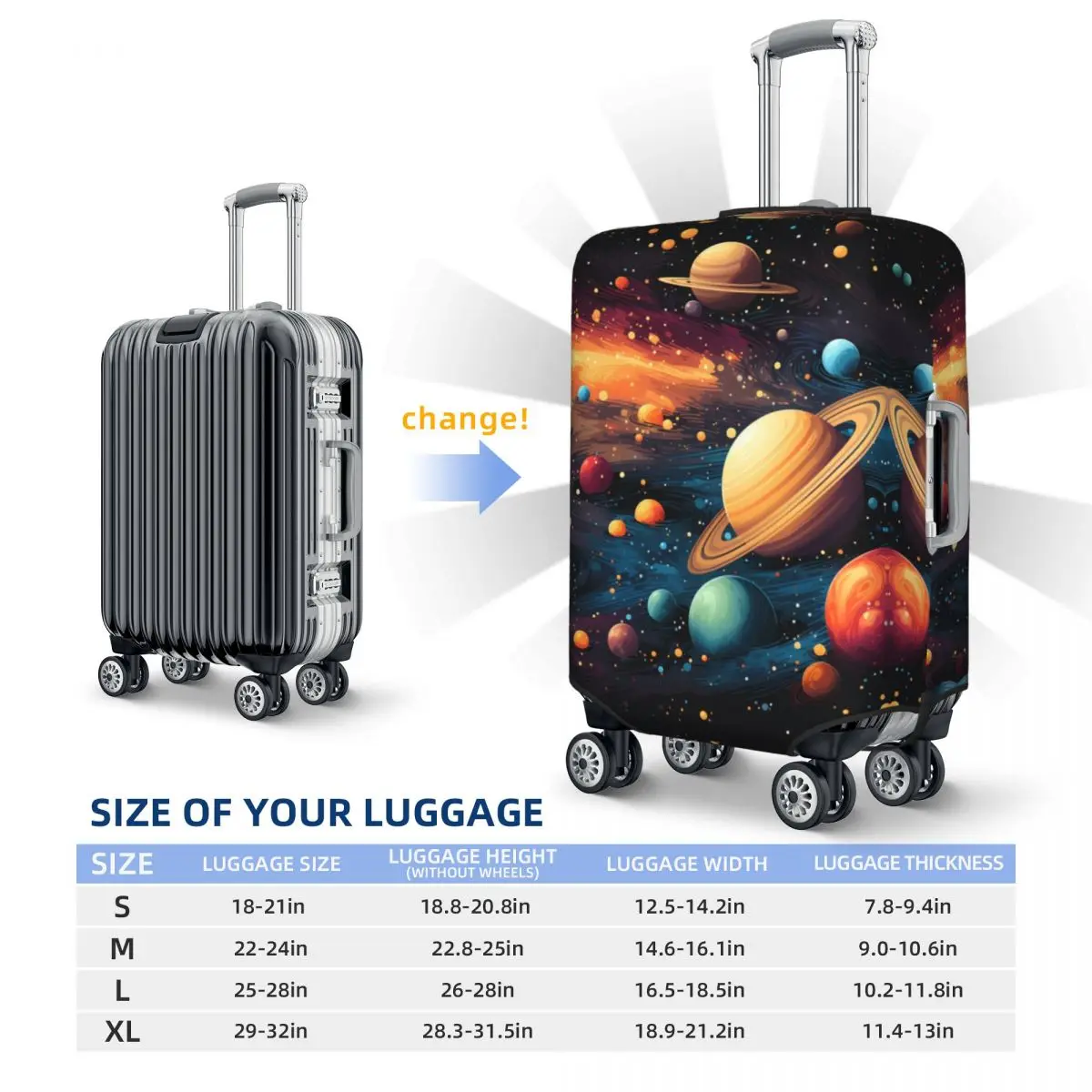 Our Galax Suitcase Cover Funny Planet Aesthetic Flight Business Strectch Luggage Supplies Protector