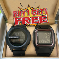 POSHI Buy 1 Get 1 Electronic Watch for Man Waterproof Led Light Reloj Deportivo Hombre Free Shippping