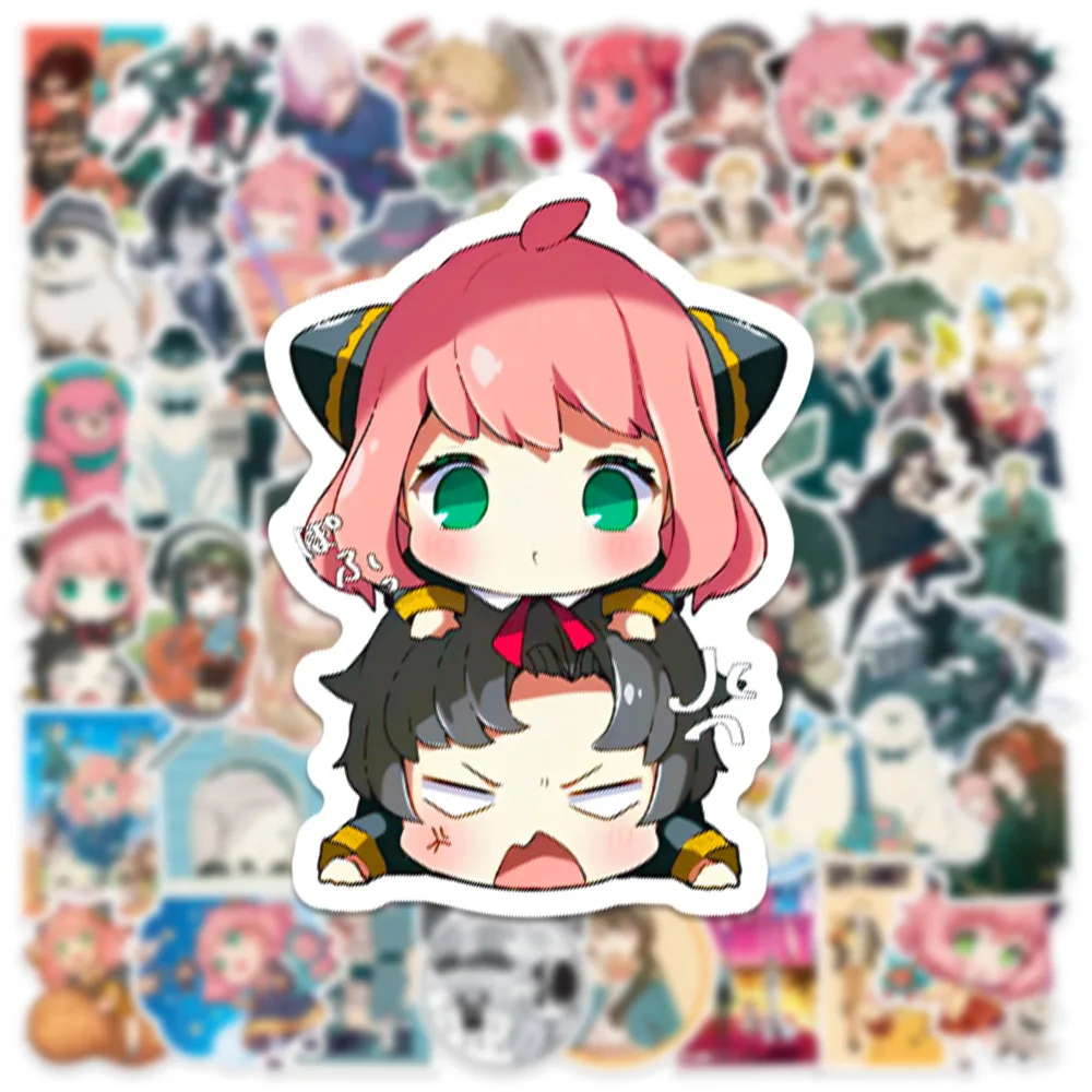 50Pcs Kawaii Anime SPY×FAMILY Stickers Cute Anya Forger Cartoon Girl Decals Laptop Notebook Phone Case Sticker Decoration