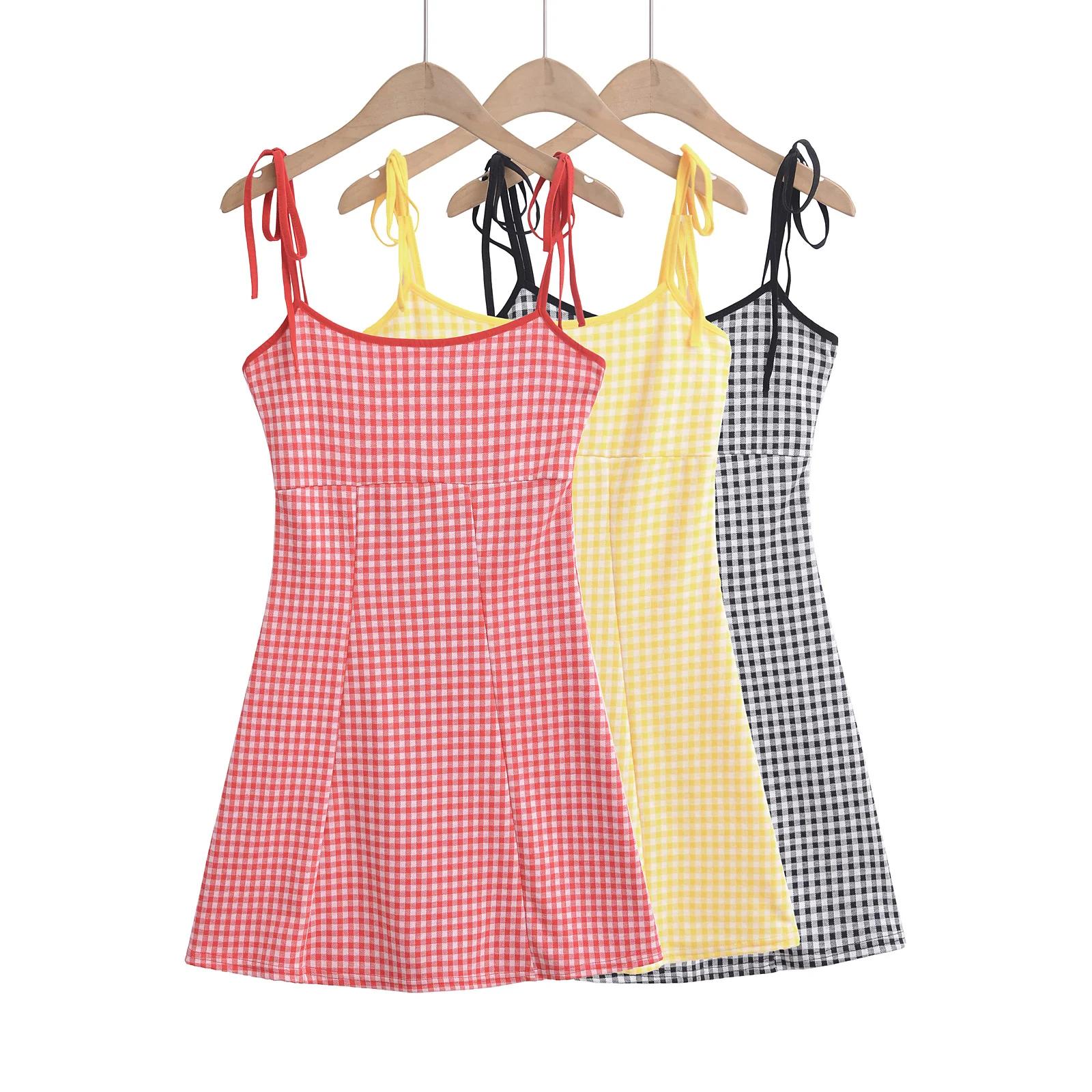 Mini Evening Party Dresses For Women Summer Clothes Women 2024 Red Plaid Dress Bodycon Sexy Date Night Cami Dresses Yellow