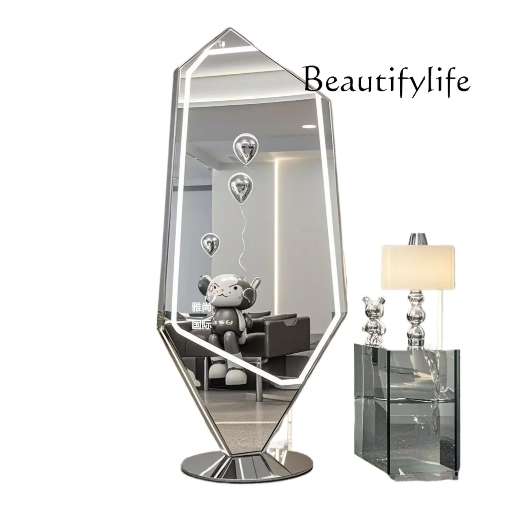 

Nordic barber shop mirror table hair salon special single-sided and double-sided wall-mounted floor-to-ceiling mirrors