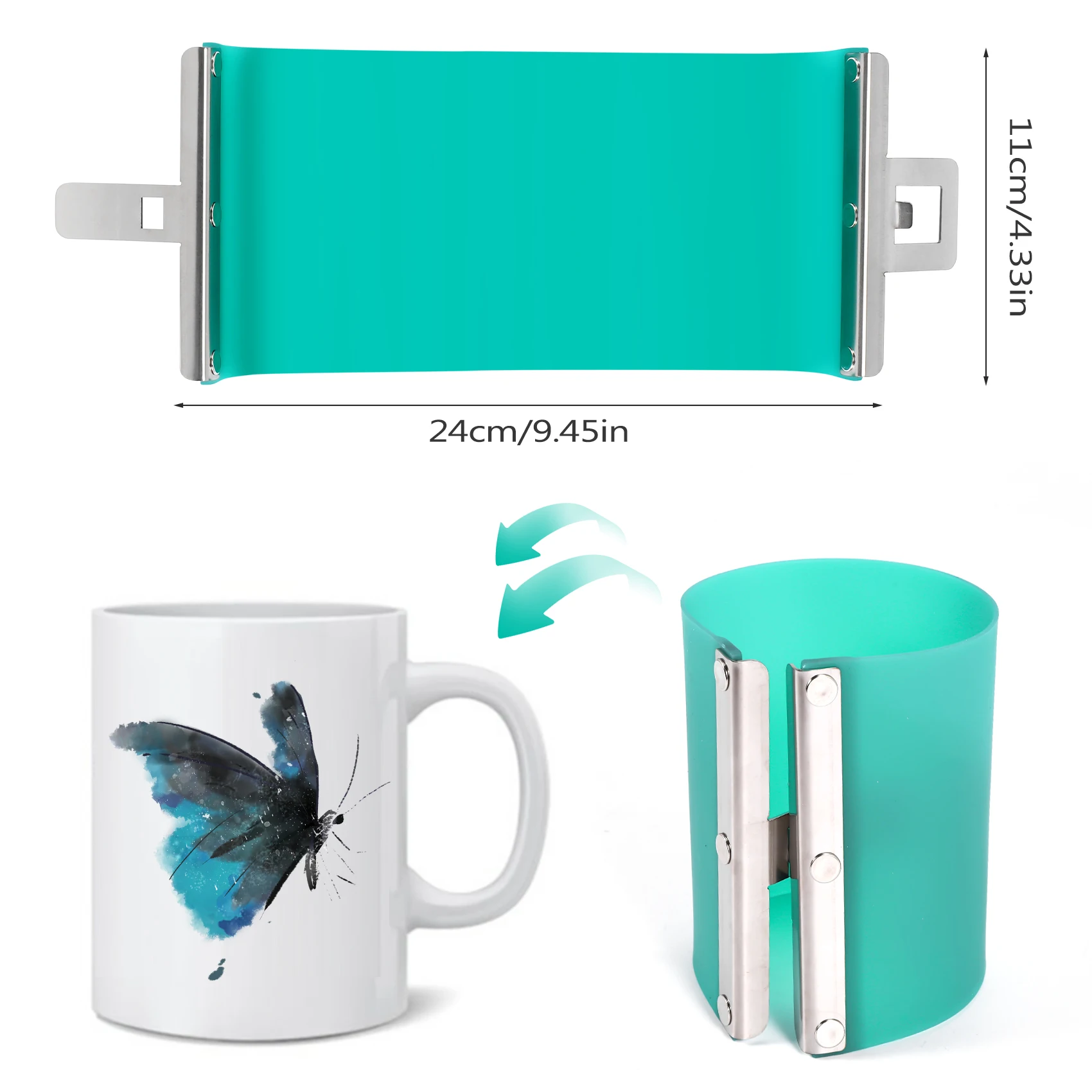 Envoltura de taza de silicona para tazas de sublimación, envolturas de tazas de 11OZ para sublimación en horno, envoltura de taza de silicona 3D, 4 Uds.