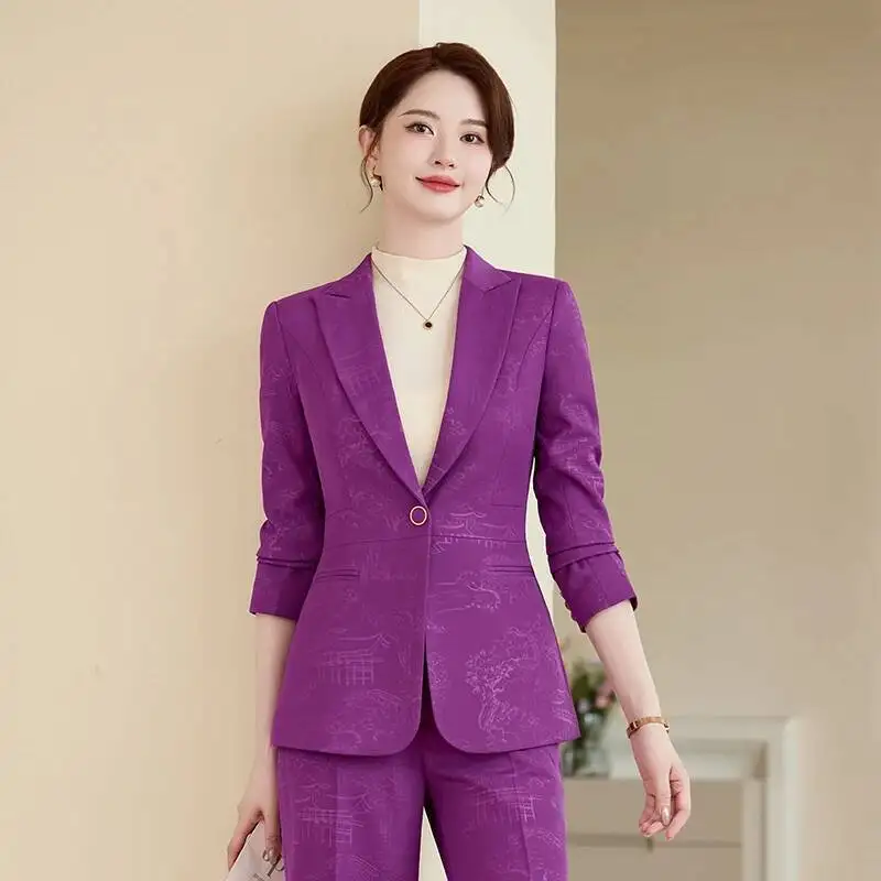 

High Quality Fabric Formal Women Business Suits Female Pantsuits Professional Work Wear Career Interview Trousers Set Blazers