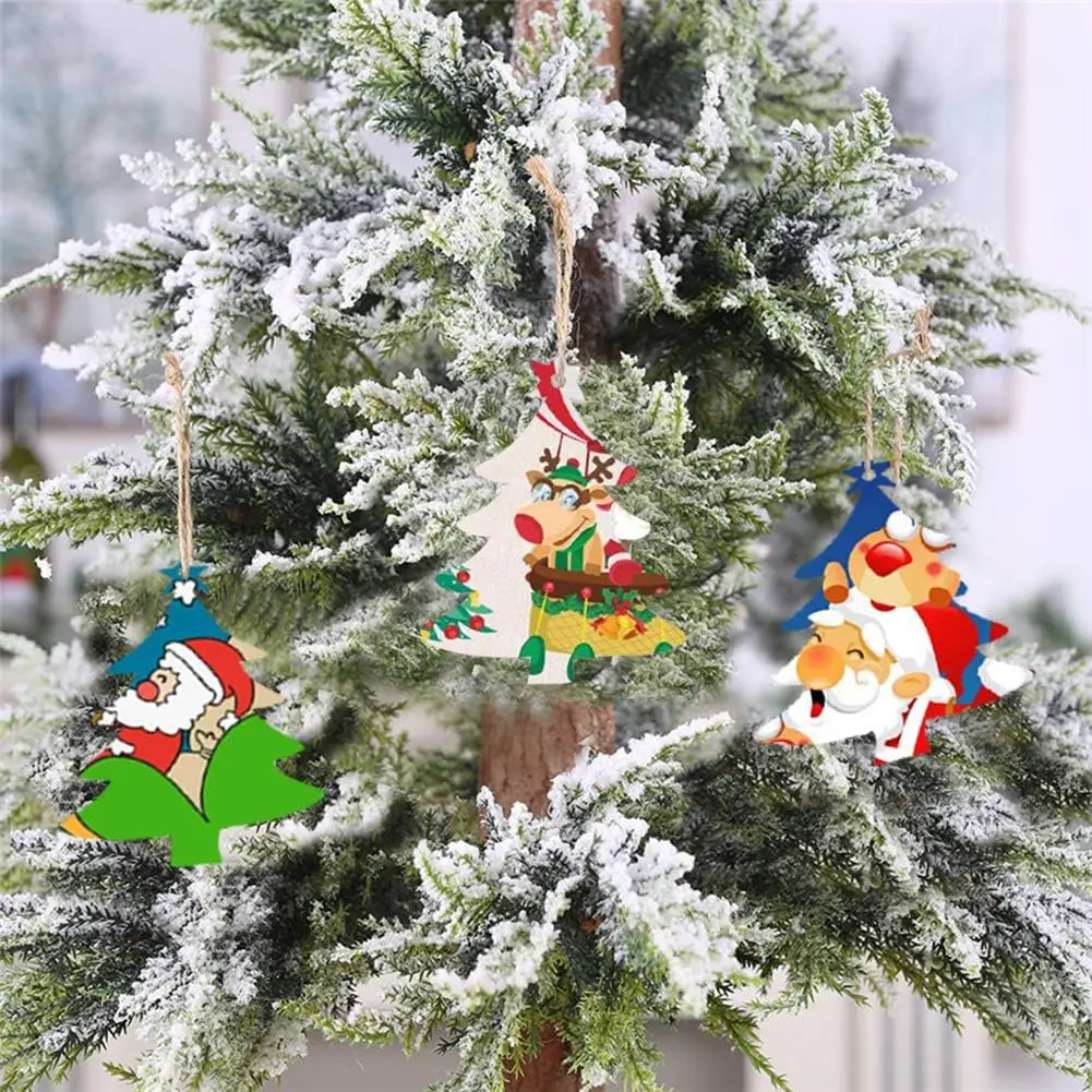 DIY Unfinished Wooden Christmas Tree Ornaments - Blank Wood Slices to Paint, Xmas Hanging Decorations for Holiday Tree - Detail 1