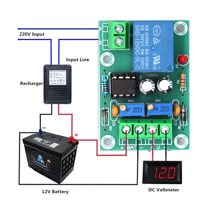 12V Battery Intelligent 12V Battery Charger Control Board - Automatic Power Charging Panel for DIY Kits and Solar Systems