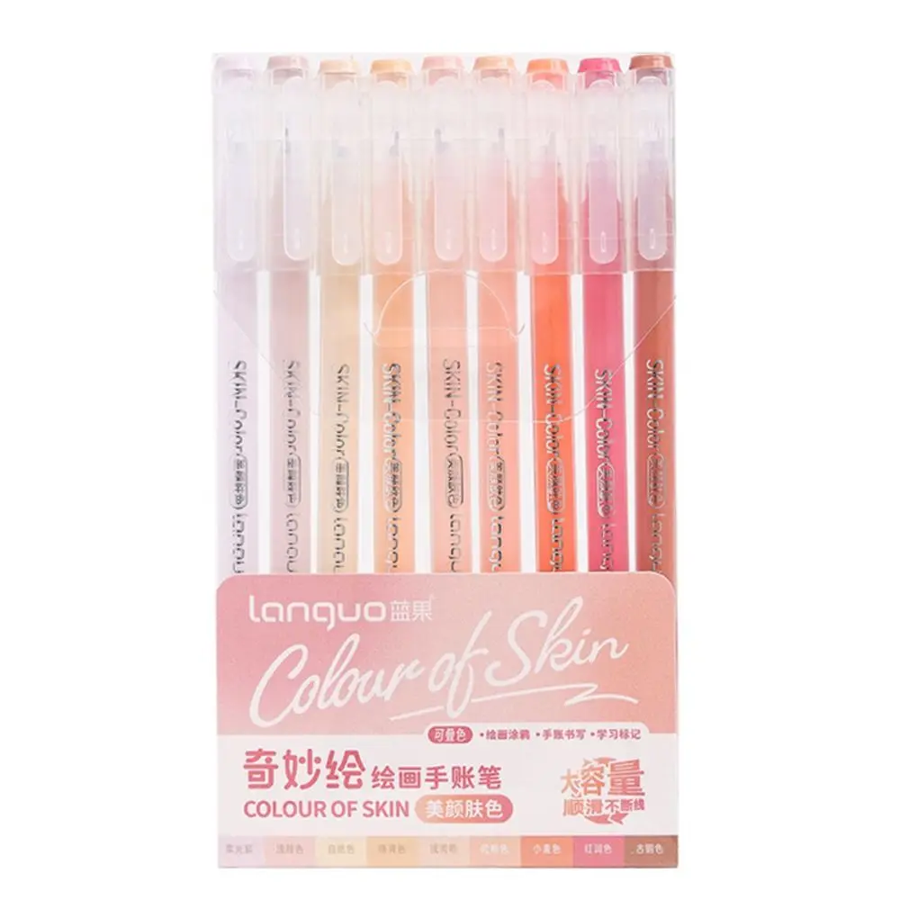 

9Colors/Set Quick Drying Hand Accounting Pen Set Large-capacity Multi-color Color Gel Pen Writing Tools Mark Pens Stationery