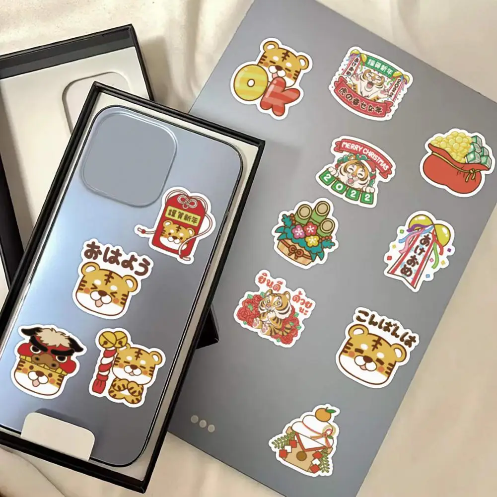 60Pcs  Scrapbooking Sticker Tiger Pattern Self-adhesive PVC Bullet Journals Stationery Sticker for Guitar   