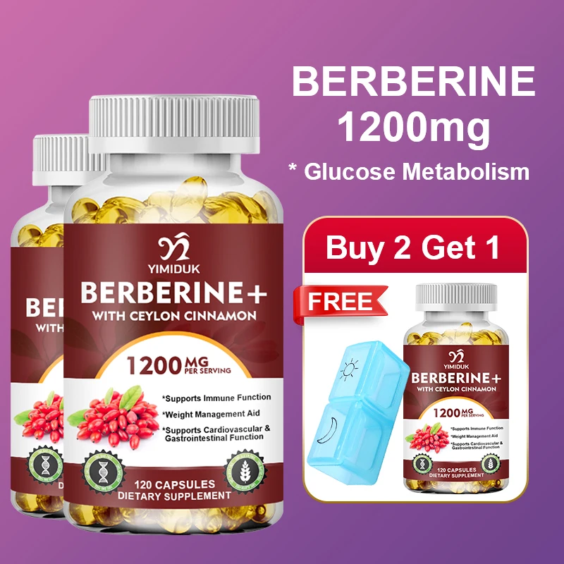 Suplemento de Berberina YIMIDUK 1200mg, Apoya la Activación de AMPK, el Metabolismo Saludable de la Glucosa, la Inmunidad y el Control de Peso para Adultos