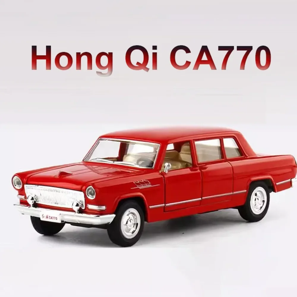 1:36 Hong Qi CA770 Car Toy Model Retro Alloy Diecast Vehicle Models Doors Opened Sound Light Pull Back Collection Kids Gifts