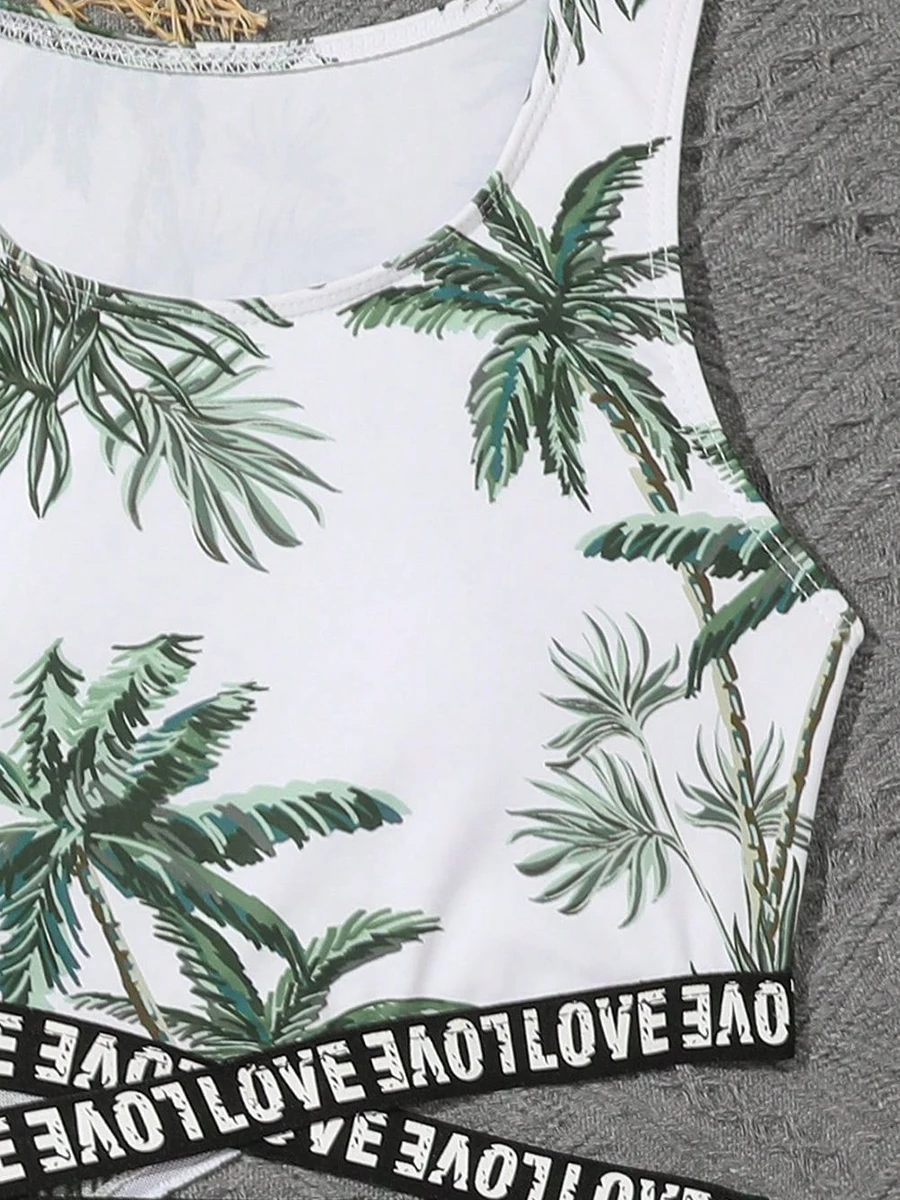 2026 Print Cross Three Piece Bikini Girls Swimsuit Kids Swimwear Female Children\'s Bathers Bathing Swimming Swim Suit Beachwear