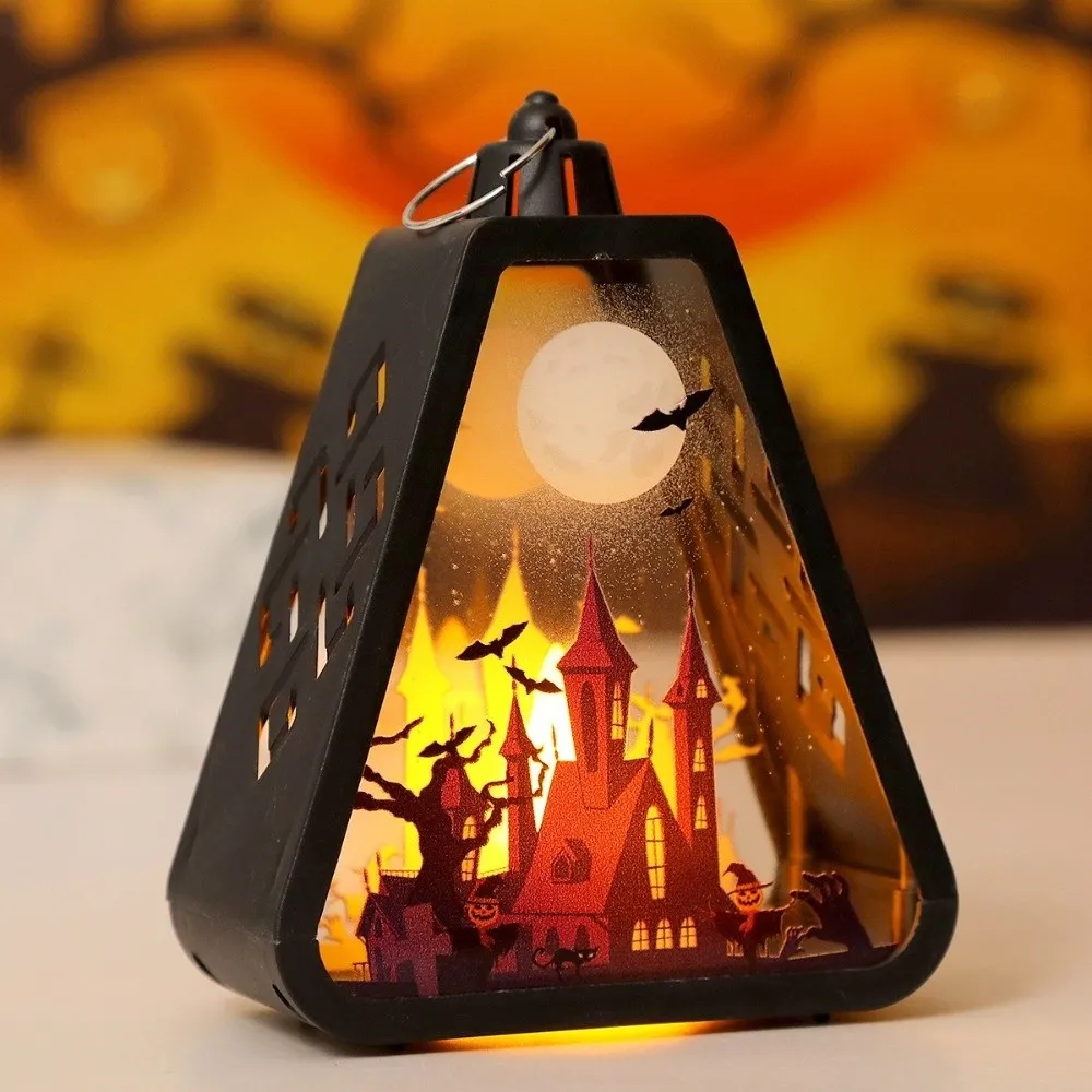 Creative Plastic Halloween LED Lamp Cordless LED Light Mini Pumpkin Lanterns Battery Operated Hanging Lantern Ghost Festival