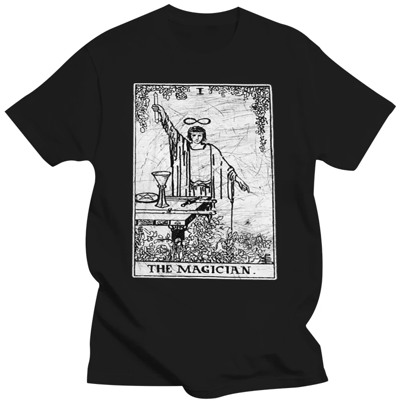 Hippie T Shirt The Magician Tarot Card Major Arcana Fortune Telling Occult T-Shirt Male Short Sleeve Tee Shirt 100 Cotton Tshirt