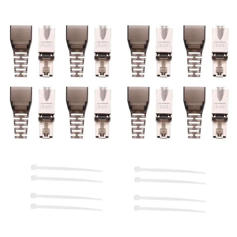 A33T-8Pcs Tool-Free Shielded RJ45 Cat 7 Termination Plug Cat7 Plug / Cat7 Connector Connectors Modular 23/24AWG