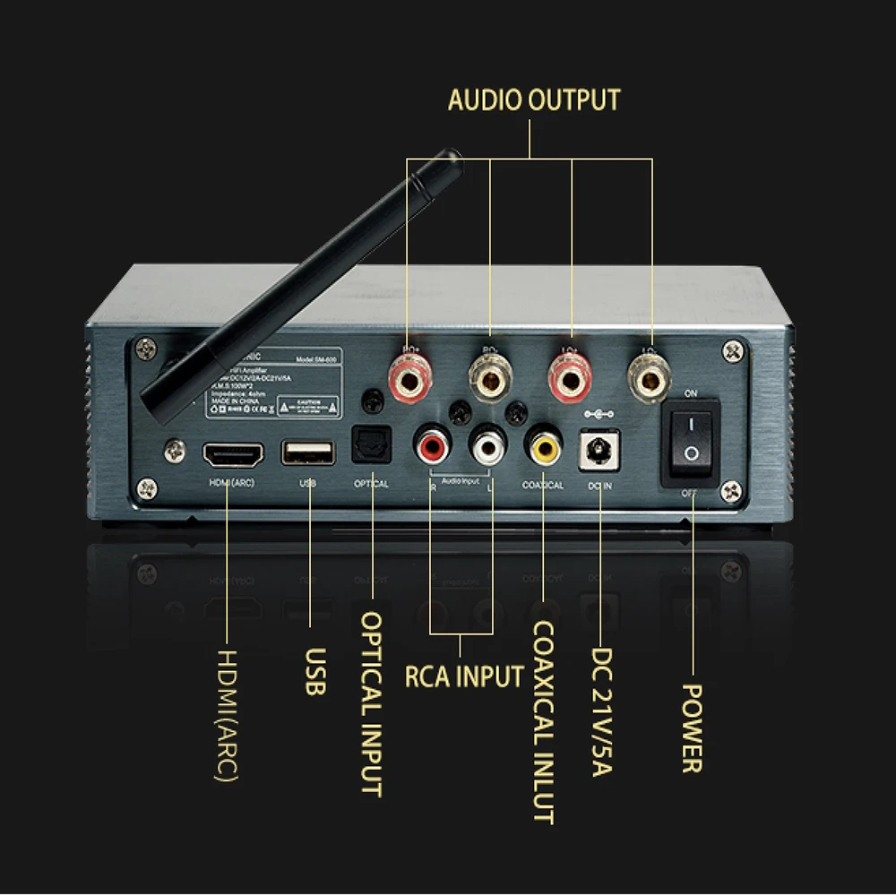 Samtonic-altavoz HiFi estéreo de fibra de carbono para estantería, juego de amplificador de 5,25 pulgadas, de madera, para Audio en casa