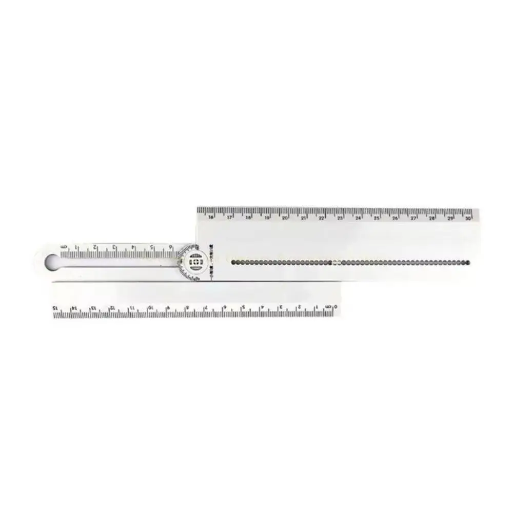 30cm Geometric Drawing Ruler Angle Measurement White Folding Geometric Ruler ABS Drafting Tool Circular Drawing Ruler