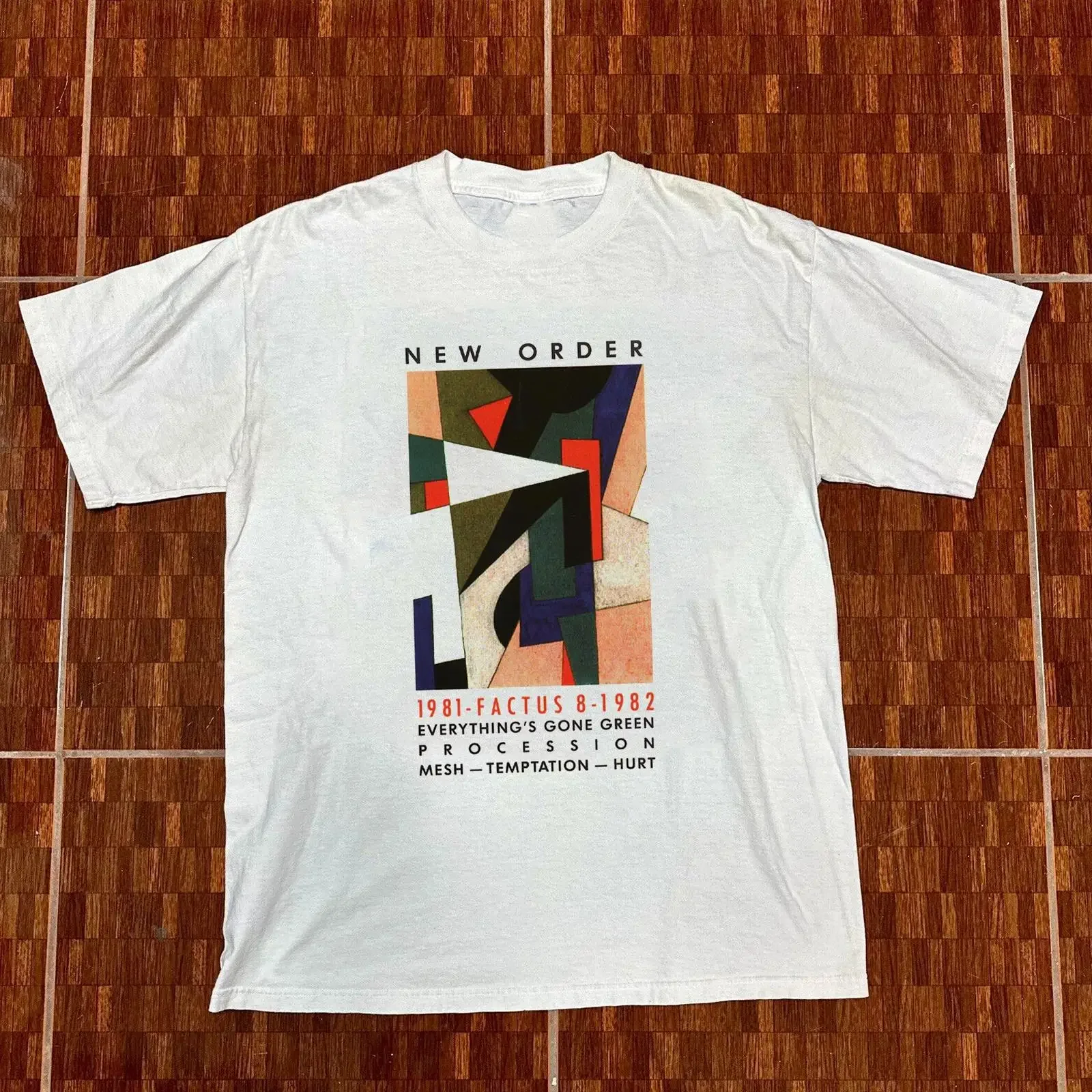 Camiseta New Order 1981 1982, Algodón Blanco Vintage, Lavada, Elástica, Transpirable, para Uso Diario, Gráfico, para Hombre, Ligeramente Elástica