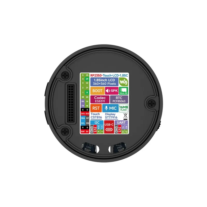 Waveshare RP2350 1.85inch Round LCD Development Board,360×360,65K Color,Dual-core And Dual-architecture Design