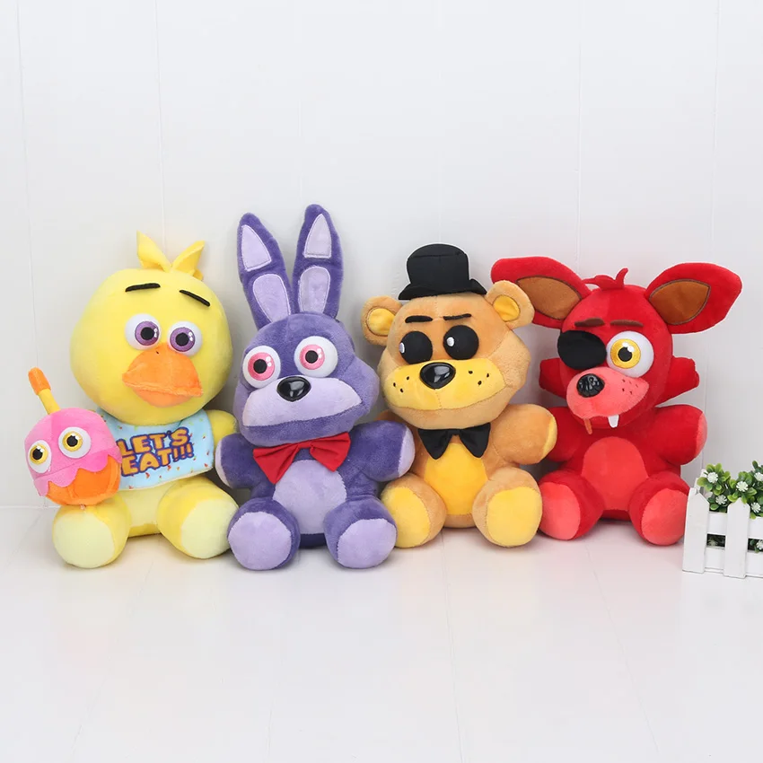 4Pcs/set Freddy Fazbear Plush Nightmare Freddy Foxy Bonnie Chica Plushie Horror Game Nightmare Freddy Stuffed Plush 25cm Toys