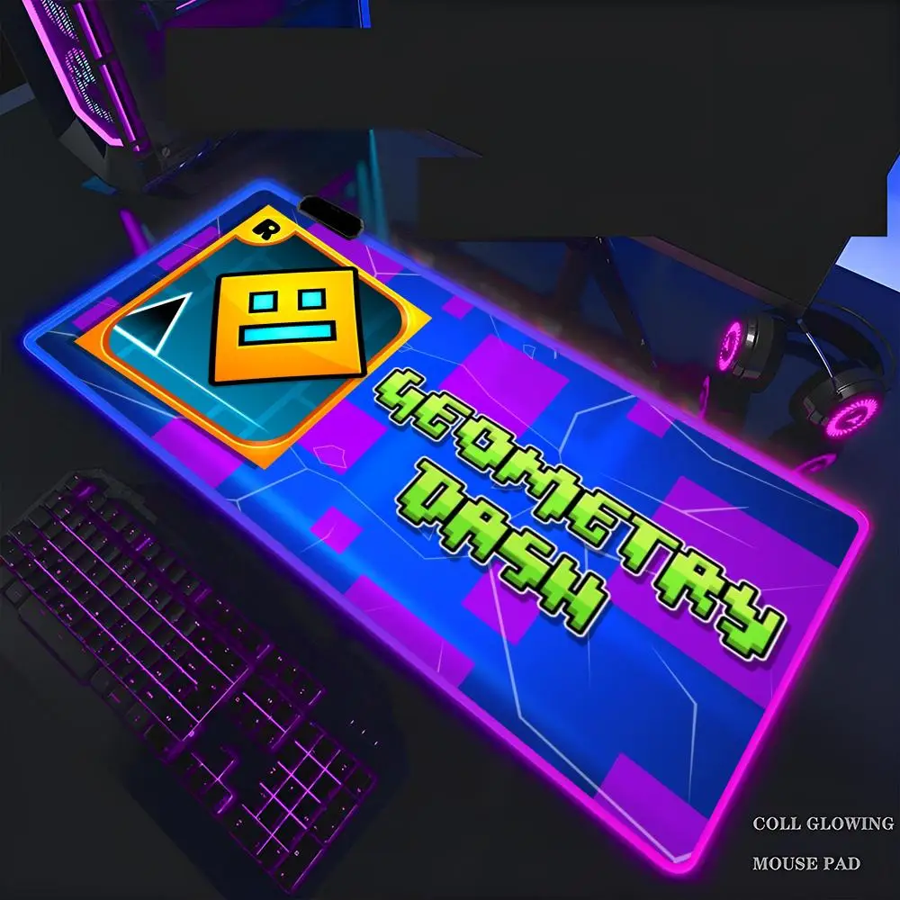 

Geometry Dash Gaming Mouse Pad Mousepad Rgb Mouse Pad Gaming Backlight Pc 70x40cm Accessories Gamer Keyboard Backlit Mat Desk Protector Mats Xxl Large Anime