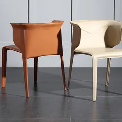 Silla de cuero con reposabrazos para el hogar, sillón sencillo de estilo italiano y moderno para el ocio, silla de comedor ligera y lujosa para Hotel