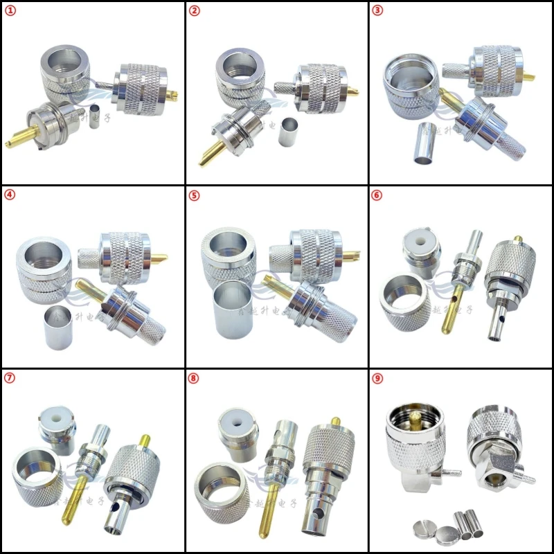 

10Pcs PL259 UHF SL16 M Male Plug Clamp RG8 LMR400 5DFB RG8X LMR240 RG58 RG142 LMR195 RG316 RF Coaxial Connector Wire Terminal