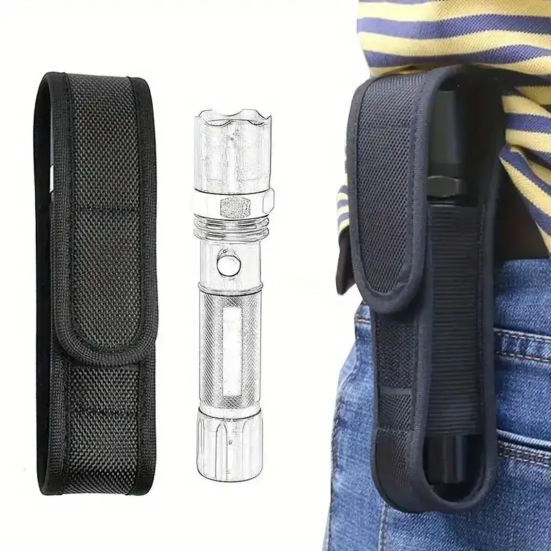 

Nylon Flashlight Holster Pouch | Portable Black Flashlight Protective Cover With Belt Clip For Outdoor Hiking & Mountaineering