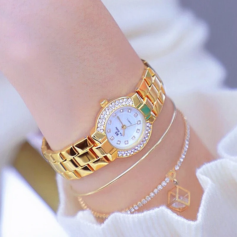 2023 Womens Watches Elegant Small Size Quartz Bracelet Wristwatches Stainless Steel Luxury Gold Watch Women With Diamonds Gifts