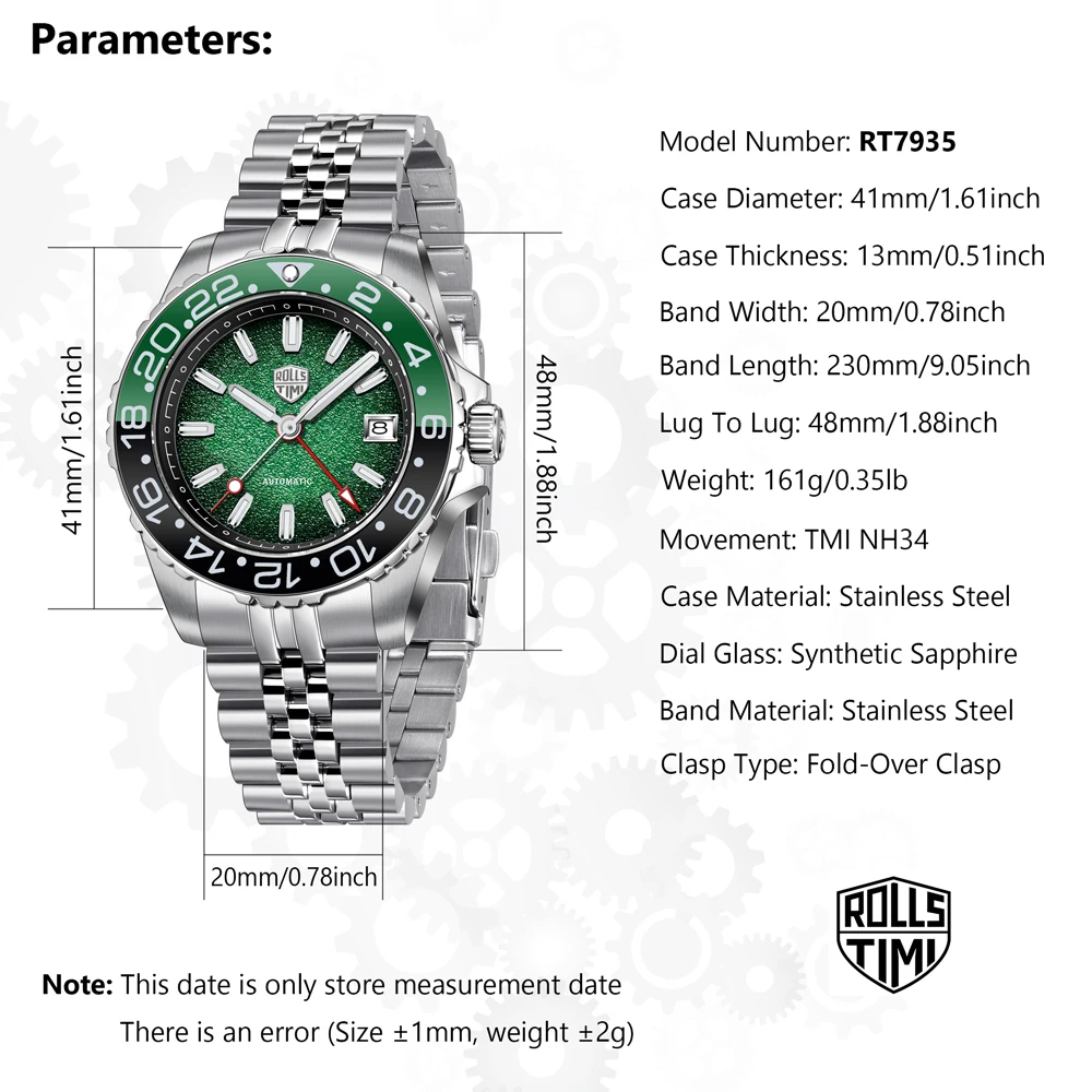 Men's watches 2025 new luxury mechanical watches men's Rollstimi Sapphire Glass NH34 movement waterproof luminous men's watches