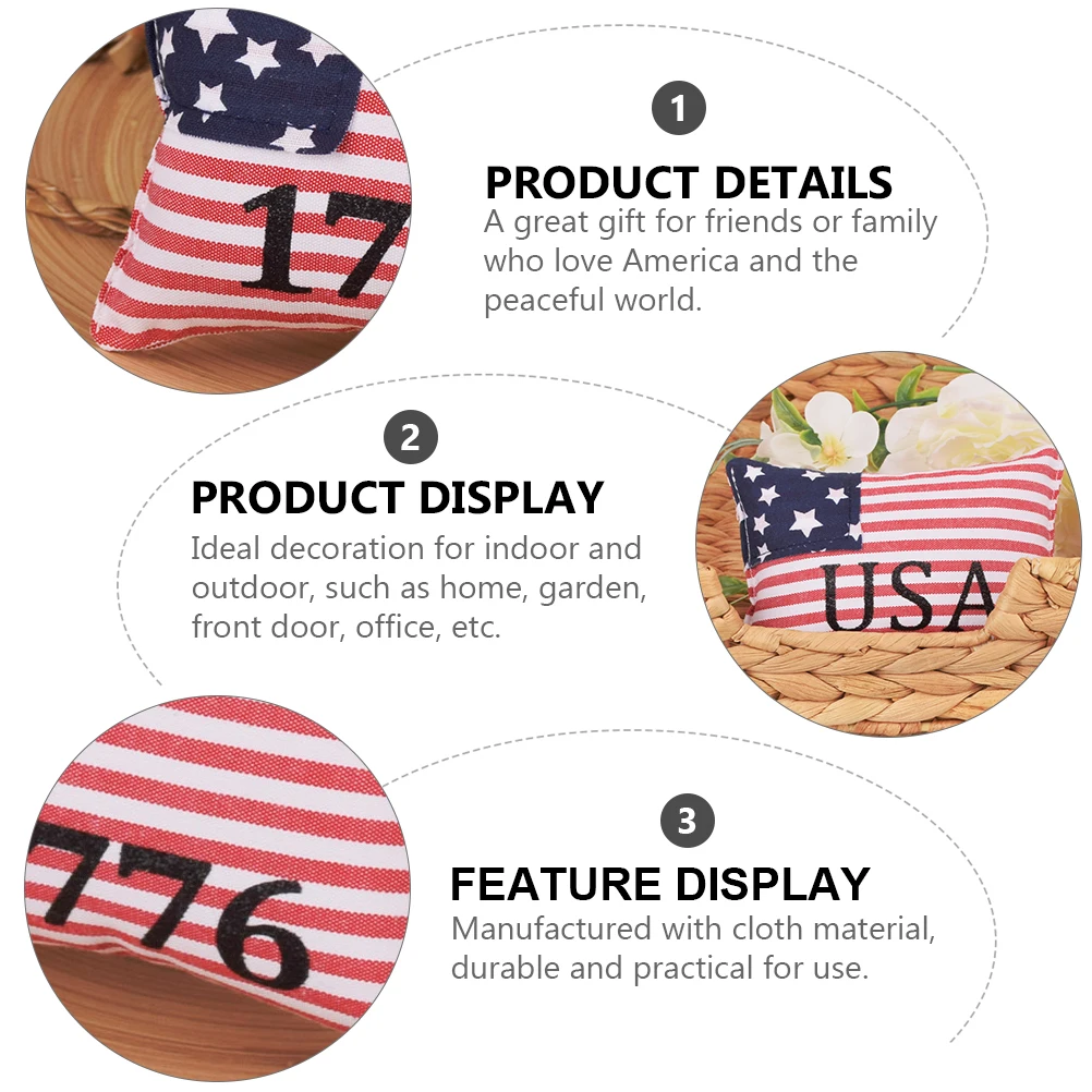 

3pcs American Flag Mini Pillow Ornament For Independence Day Patriotic Party Supplies Desktop Tray Decor Home Garden Decoration